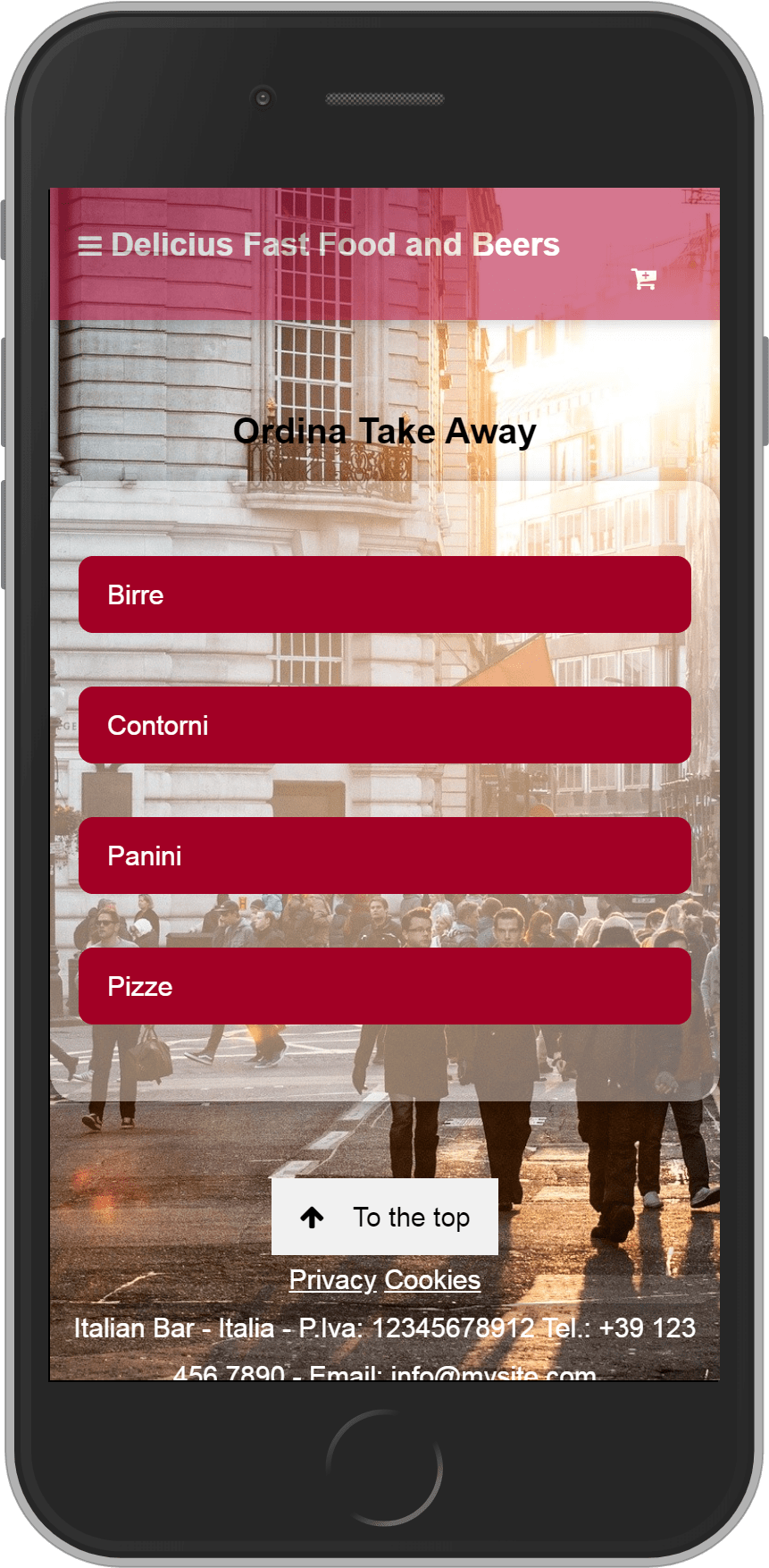 web app cibo takeaway cibo da asporto