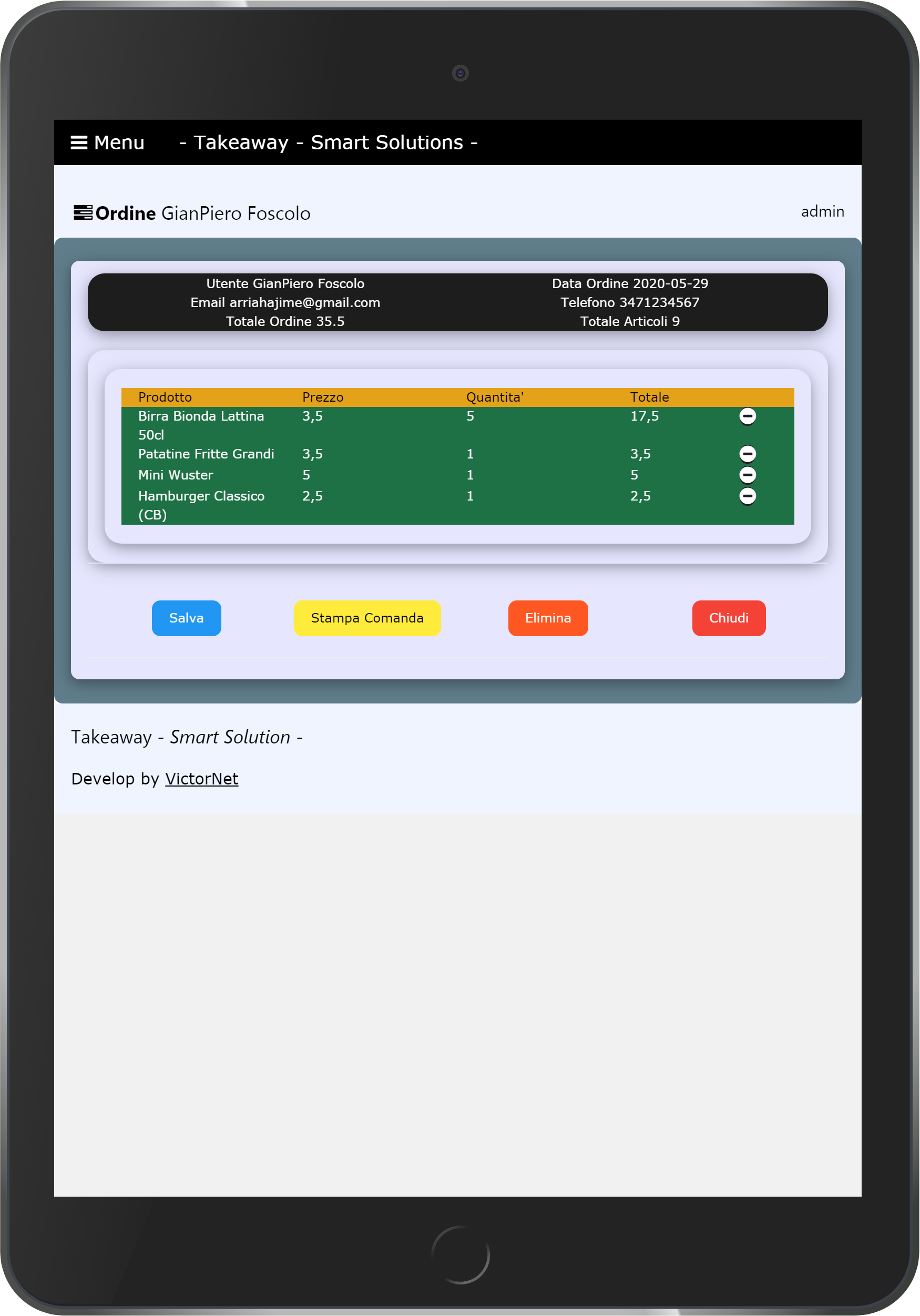 piattaforma online ordini cibo da asporto